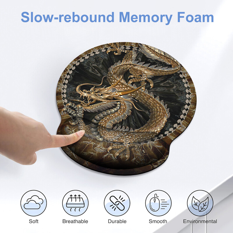 Antic și misterios Golden Dragon Mouse Pad Ergonomic moale anti-alunecare Suport pentru încheietura mâinii Mat Suport Mouse Pad pentru computer pentru birou PC