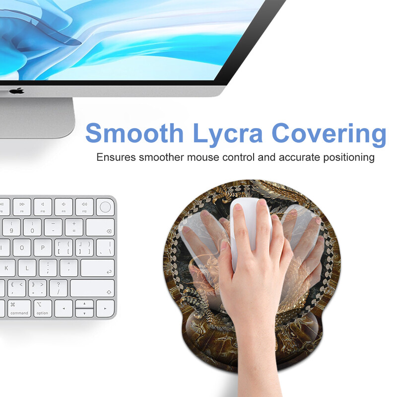 Antic și misterios Golden Dragon Mouse Pad Ergonomic moale anti-alunecare Suport pentru încheietura mâinii Mat Suport Mouse Pad pentru computer pentru birou PC