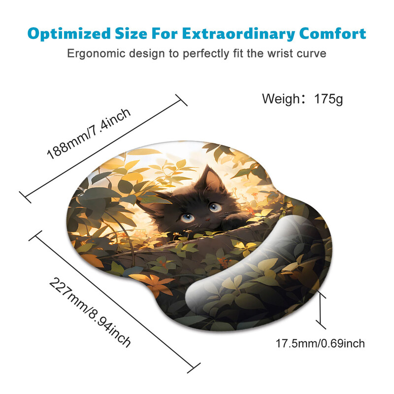 1 bucată The Forest And Cat Mouse Pad pentru încheietura mâinii, ergonomic, moale, anti-alunecare, suport pentru sprijin pentru încheietura mâinii, mouse Pad pentru computer, cadou pentru birou