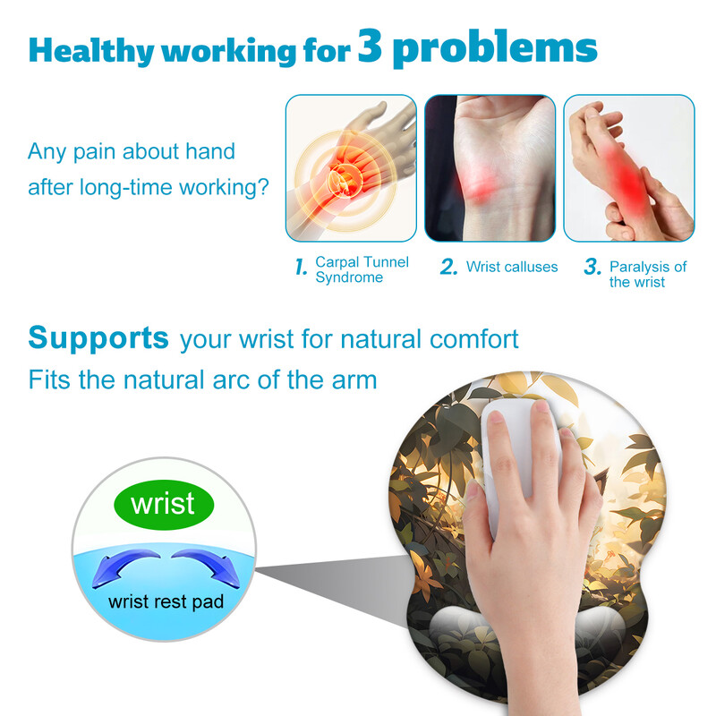 1 bucată The Forest And Cat Mouse Pad pentru încheietura mâinii, ergonomic, moale, anti-alunecare, suport pentru sprijin pentru încheietura mâinii, mouse Pad pentru computer, cadou pentru birou