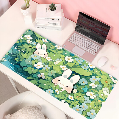 Lovely Rabbit liela spēļu tastatūras peles paliktnis Anime Green Plant datorspēļu planšetdators Mause paliktnis garš peles paliktnis 900x400 jauki paklājiņi