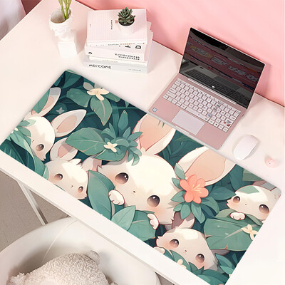 Lovely Rabbit liela spēļu tastatūras peles paliktnis Anime Green Plant datorspēļu planšetdators Mause paliktnis garš peles paliktnis 900x400 jauki paklājiņi