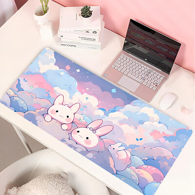 Lovely Rabbit liela spēļu tastatūras peles paliktnis Anime Green Plant datorspēļu planšetdators Mause paliktnis garš peles paliktnis 900x400 jauki paklājiņi