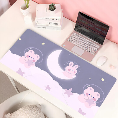 Lovely Rabbit liela spēļu tastatūras peles paliktnis Anime Green Plant datorspēļu planšetdators Mause paliktnis garš peles paliktnis 900x400 jauki paklājiņi