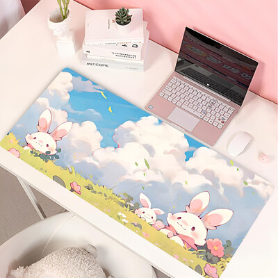Lovely Rabbit liela spēļu tastatūras peles paliktnis Anime Green Plant datorspēļu planšetdators Mause paliktnis garš peles paliktnis 900x400 jauki paklājiņi