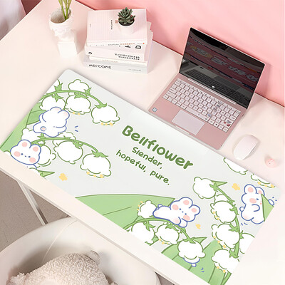 Lovely Rabbit liela spēļu tastatūras peles paliktnis Anime Green Plant datorspēļu planšetdators Mause paliktnis garš peles paliktnis 900x400 jauki paklājiņi