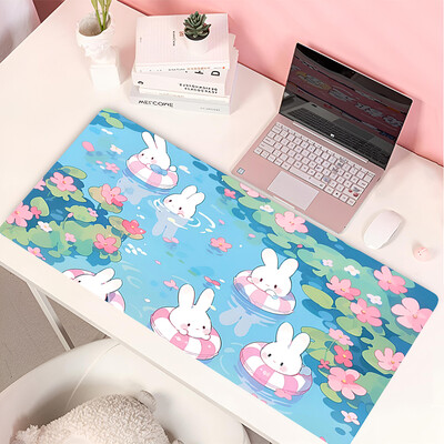 Lovely Rabbit liela spēļu tastatūras peles paliktnis Anime Green Plant datorspēļu planšetdators Mause paliktnis garš peles paliktnis 900x400 jauki paklājiņi