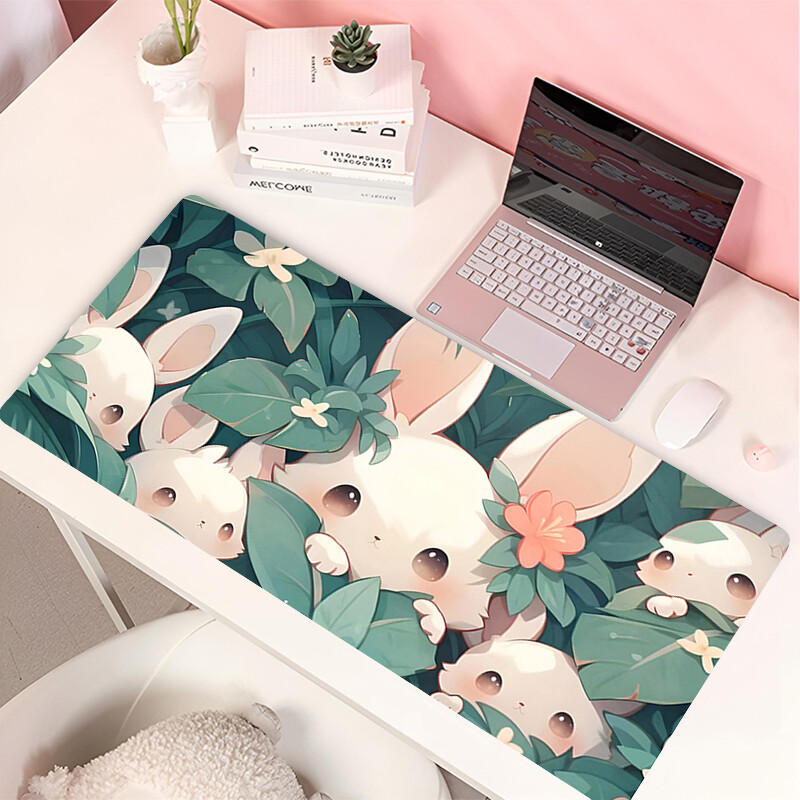 Lovely Rabbit Tastatură mare pentru gaming Mouse Pad Anime Green Plant Computer Gamer Tablet Mause Pad Long Mousepad 900x400 Cute Mats