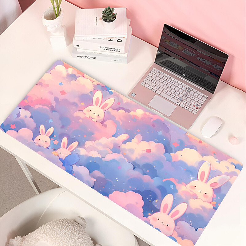Lovely Rabbit Tastatură mare pentru gaming Mouse Pad Anime Green Plant Computer Gamer Tablet Mause Pad Long Mousepad 900x400 Cute Mats