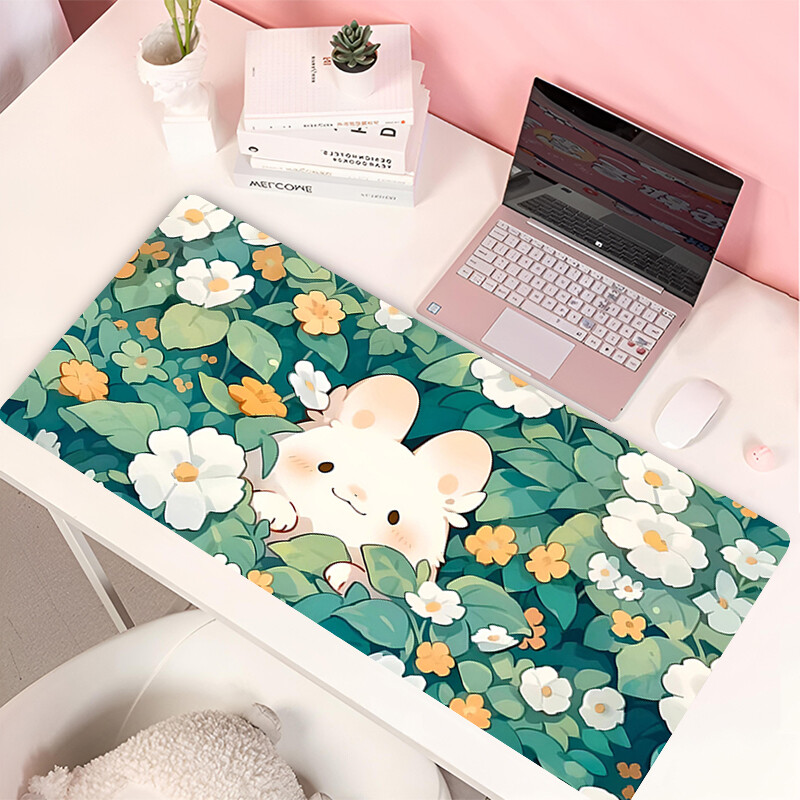 Lovely Rabbit Tastatură mare pentru gaming Mouse Pad Anime Green Plant Computer Gamer Tablet Mause Pad Long Mousepad 900x400 Cute Mats