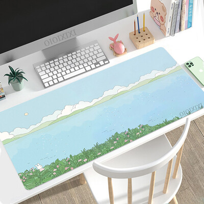 Cute Rabbit Green Anime Mouse Pad Gamer XL Computer Nou HD Mousepad XXL Covorașe de birou Anti-alunecare din cauciuc natural Covoraș pentru computer