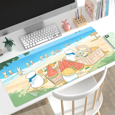 Cute Rabbit Green Anime Mouse Pad Gamer XL Computer Nou HD Mousepad XXL Covorașe de birou Anti-alunecare din cauciuc natural Covoraș pentru computer
