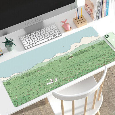 Cute Rabbit Green Anime Mouse Pad Gamer XL Computer Nou HD Mousepad XXL Covorașe de birou Anti-alunecare din cauciuc natural Covoraș pentru computer