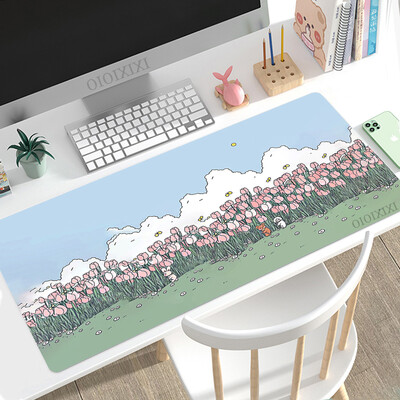 Cute Rabbit Green Anime Mouse Pad Gamer XL Computer Nou HD Mousepad XXL Covorașe de birou Anti-alunecare din cauciuc natural Covoraș pentru computer