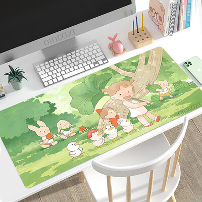 Cute Rabbit Green Anime Mouse Pad Gamer XL Computer Nou HD Mousepad XXL Covorașe de birou Anti-alunecare din cauciuc natural Covoraș pentru computer