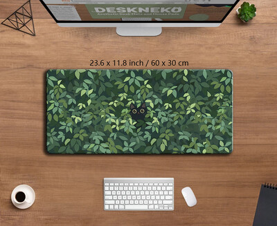 Covoraș de birou Kawaii Pisică neagră Mousepad Plante estetice Natură Covor laptop Mousepad rotund Covoraș mare de birou Covoraș de joc verde drăguț