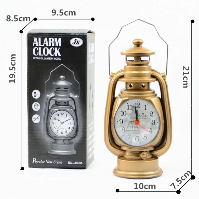 Ceas deşteptător retro cu lumină kerosen Ceas deşteptător vintage Ceas de masă Articole de decor camera de zi Ornament de artizanat pentru birou