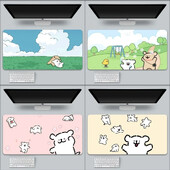 Kawaii Line Dog XXL 90x40 Mousepad mare Gaming Compute Gamer Tastatură Mouse Mat Covorașe moi Cauciuc Lavabil Anti-alunecare Pe bază pentru PC