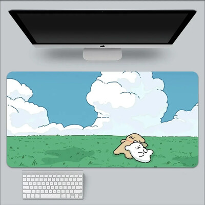 Kawaii Line Dog XXL 90x40 Mousepad mare Gaming Compute Gamer Tastatură Mouse Mat Covorașe moi Cauciuc Lavabil Anti-alunecare Pe bază pentru PC