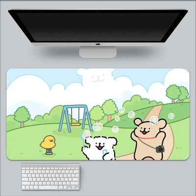 Kawaii Line Dog XXL 90x40 Mousepad mare Gaming Compute Gamer Tastatură Mouse Mat Covorașe moi Cauciuc Lavabil Anti-alunecare Pe bază pentru PC