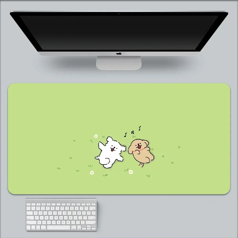 Kawaii Line Dog XXL 90x40 Mousepad mare Gaming Compute Gamer Tastatură Mouse Mat Covorașe moi Cauciuc Lavabil Anti-alunecare Pe bază pentru PC