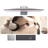 Ascultare muzică Tampă de mouse pentru pisici Tampă de birou, Tampă de mouse pentru jocuri Covoraș de birou mare Covoraș de tastatură pentru computer pentru birou Bază anti-alunecare