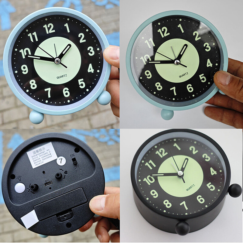 Ceas de dormitor care strălucește în întuneric Ceas de trezire, care funcționează cu baterii și fără tictaie, design modern Ceas silențios pentru dormitor