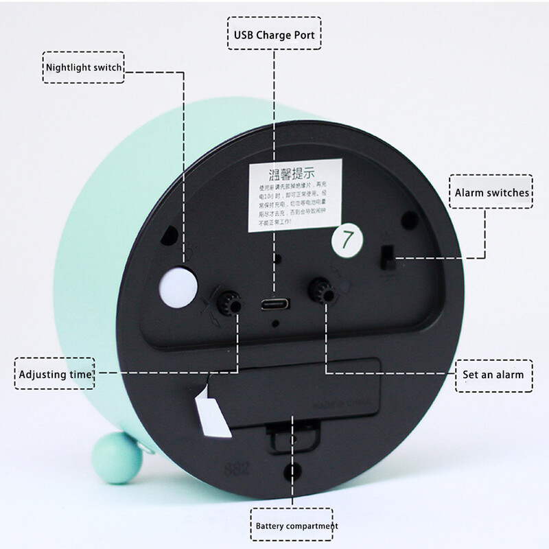 Ceas de dormitor care strălucește în întuneric Ceas de trezire, care funcționează cu baterii și fără tictaie, design modern Ceas silențios pentru dormitor