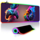 Model căști pentru gaming Mouse Pad pentru gaming cu lumină RGB - Moduri de lumină Buton de control extins, moale, tastatură de computer Covoraș anti-alunecare