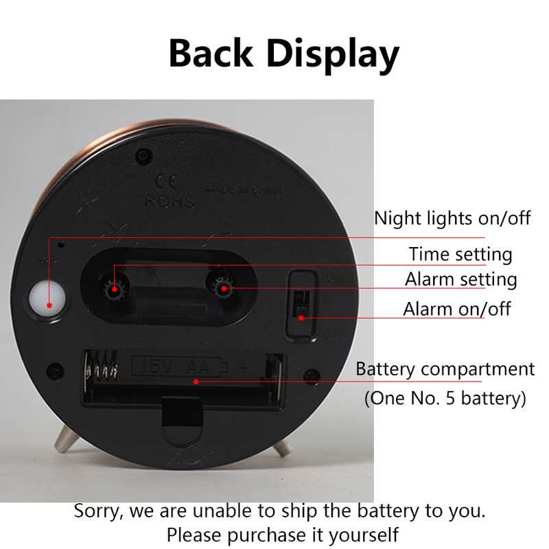 1PC 3.8 "Ceas deșteptător din metal creativ, decorare pentru birou, ceas de birou luminos silențios pe noptieră, potrivit pentru decorarea casei