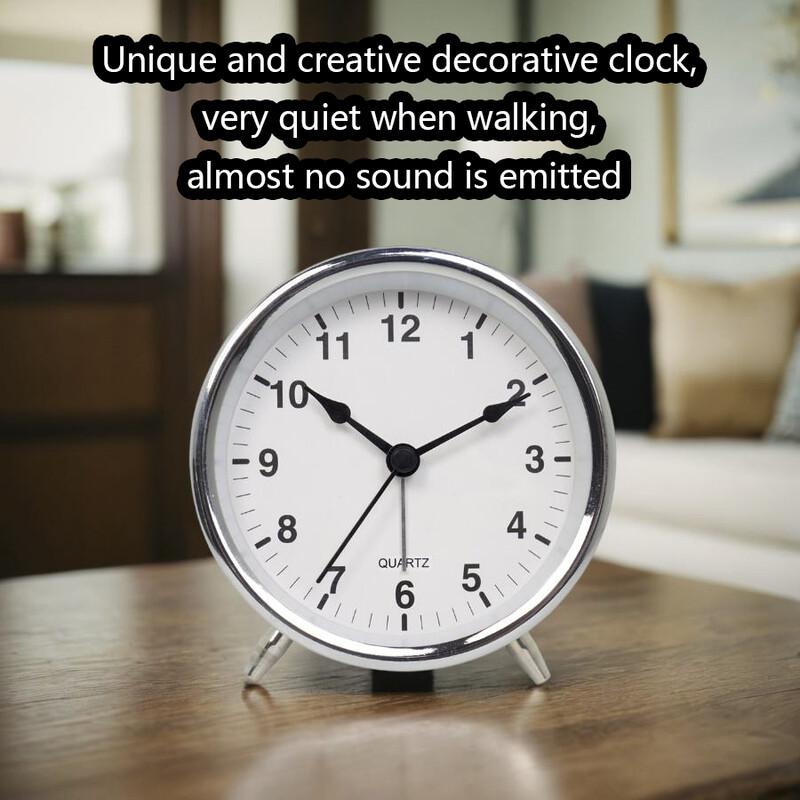 1PC 3.8 "Ceas deșteptător din metal creativ, decorare pentru birou, ceas de birou luminos silențios pe noptieră, potrivit pentru decorarea casei
