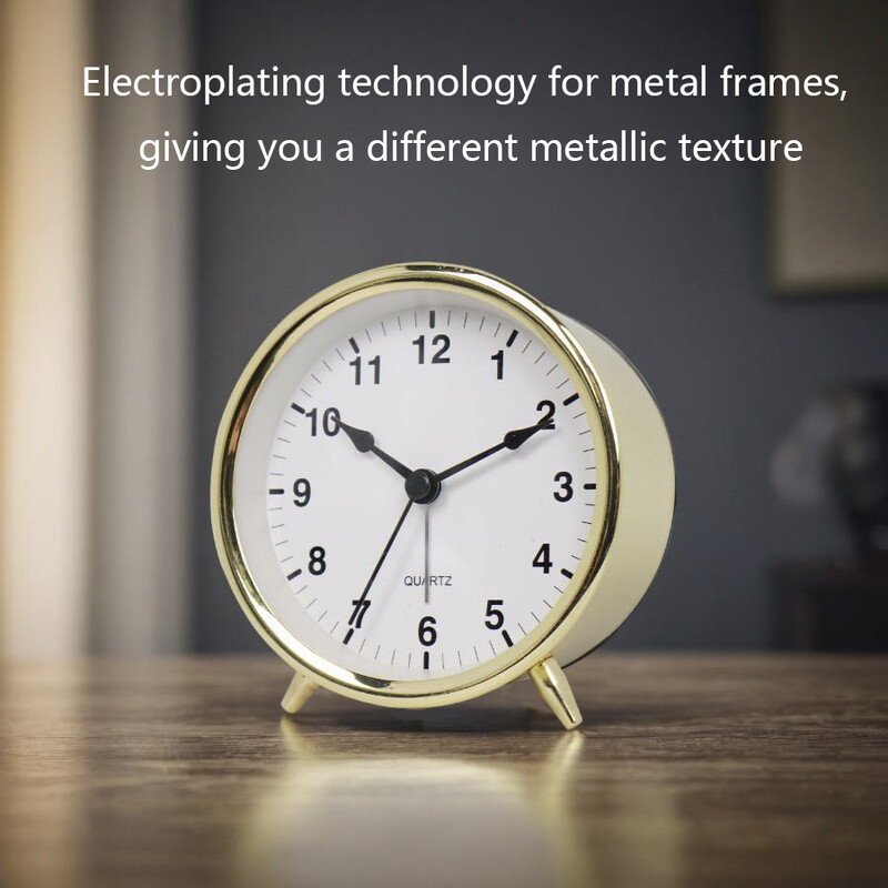 1PC 3.8 "Ceas deșteptător din metal creativ, decorare pentru birou, ceas de birou luminos silențios pe noptieră, potrivit pentru decorarea casei