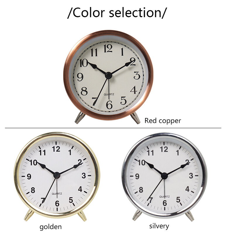 1PC 3.8 "Ceas deșteptător din metal creativ, decorare pentru birou, ceas de birou luminos silențios pe noptieră, potrivit pentru decorarea casei