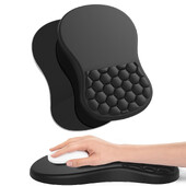 Подложка за мишка с опора за китката, опора за китката Подложка за мишка за облекчаване на болката в карпалния тунел с вградена мемори пяна Наклонена масажна издутина