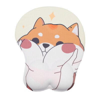 Kawaii Аниме Подложка за мишка Удобна опора за китката Противоплъзгащи силиконови момичета 3D Сладък за куче Компютър Лаптоп Офис за игри