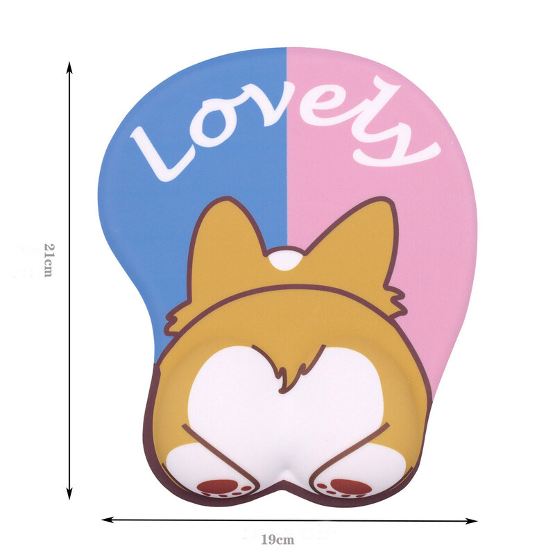 Kawaii Аниме Подложка за мишка Удобна опора за китката Противоплъзгащи силиконови момичета 3D Сладък за куче Компютър Лаптоп Офис за игри