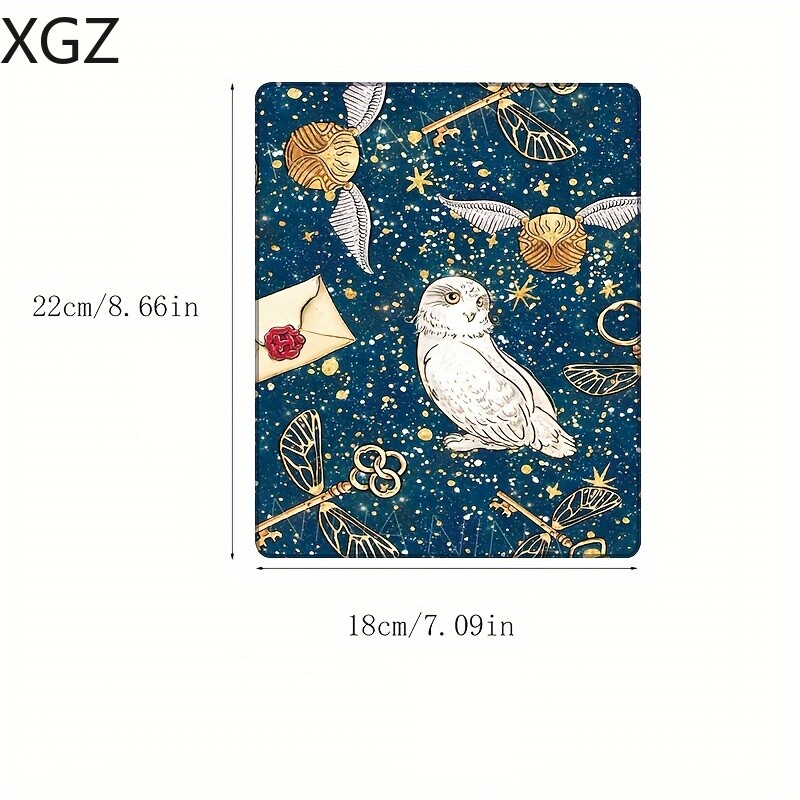 XS 290×250 ръчно рисувана подложка за мишка с шарка на вълшебна сова, подходяща за офис и домашна употреба, неплъзгаща се основа, фини шевове, може да се пере