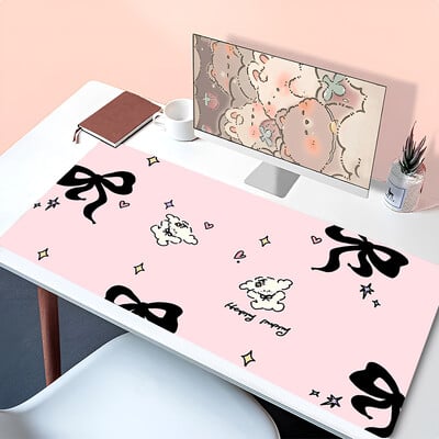 Pelės kilimėlis PC juodas Bowknot Kawaii XXL stalinis kilimėlis nešiojamasis kompiuteris Ins Style Anime Dog Keyboard Kilimėlis Žaidimams Priedai Pelės kilimėlis mergaitei Dovana