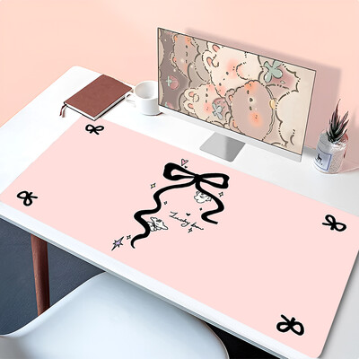 Подложка за мишка PC Black Bowknot Kawaii XXL Подложка за бюро Лаптоп Ins Style Аниме Куче Клавиатура Килим Аксесоари за игри Подложка за мишка за момиче Подарък