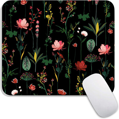 Подложка за мишка Ins Flower Style удебелена нехлъзгаща се офис маси Подложка за бюро Стил на маслена живопис Килим за мишка Гумена основа Подложка за работен плот