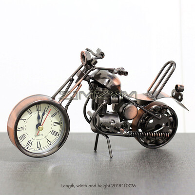 Реколта мини мотоциклет модел будилник с римски цифри, захранван с батерии настолен рафт часовник креативен настолен часовник