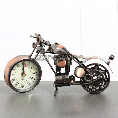 Реколта мини мотоциклет модел будилник с римски цифри, захранван с батерии настолен рафт часовник креативен настолен часовник