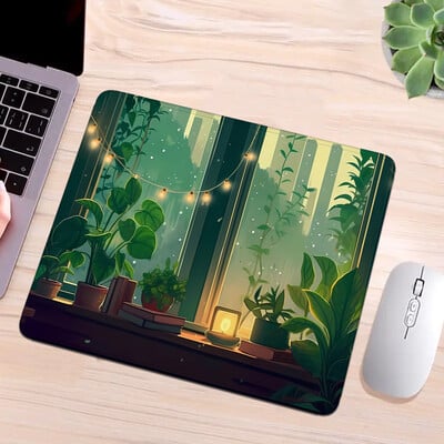 Egérpad Green Desk Pad Lofi Gaming Mouse Mat Számítógépes kiegészítők PC Gamer Girl Company Játékszőnyegek Anime Mause Laptop asztal Aranyos