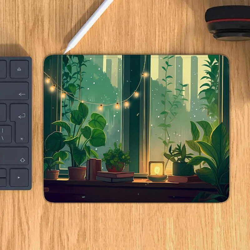 Mousepad Green Desk Pad Lofi Gaming Mouse Mat Компютърни аксесоари Pc Gamer Girl Company Game Mats Anime Mause Laptop Table Cute