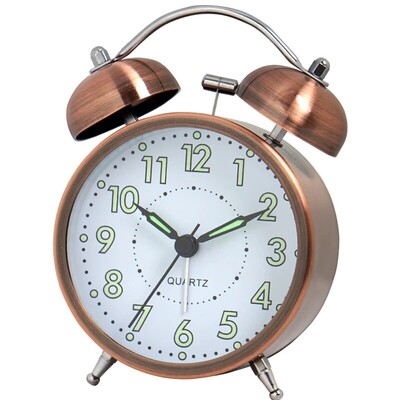 1 buc ceas cu deşteptător din metal retro nordic, ceas de masă cu decorare creativă ceas de birou minimalist dormitor student ceas luminos