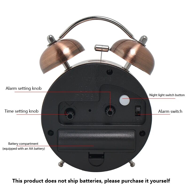 1 buc ceas cu deşteptător din metal retro nordic, ceas de masă cu decorare creativă ceas de birou minimalist dormitor student ceas luminos