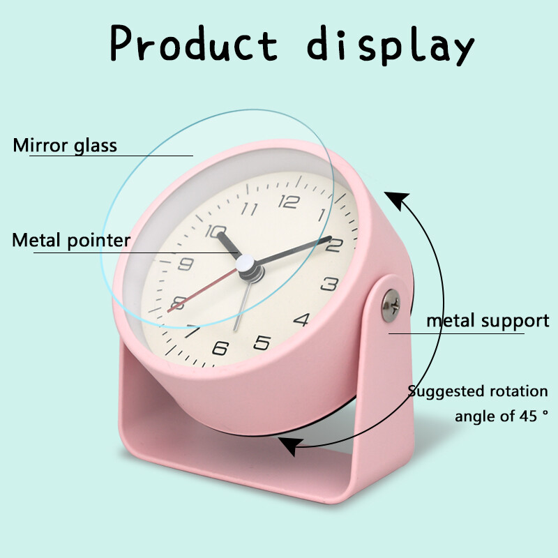 1 buc. Ceas cu alarmă mic, creativ, din metal, ceas de birou silențios specific pentru studenți, ceas cu cuarț minimalist, pentru birou, birou, camere