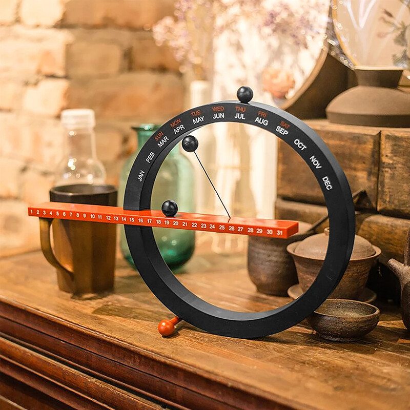 1PC Ceas de perete magnetic Calendar de perete perpetuu Calendar perpetuu din lemn pentru decorarea interioară în stil european living dormitor