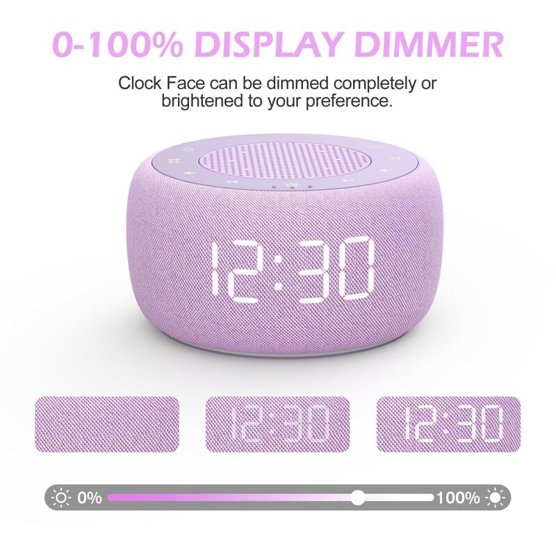 Ceas de birou digital 3 în 1 Aparat de sunet Lumină de noapte 18 sunete Aparat de zgomot alb 5 tonuri de alarmă Amânare Ceas de masă Temporizator de somn