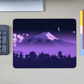 Fuji Desk Mat, violet, albastru, mouse pad, japonez, Fuji Sakura, flori de cireș, peisaj montan, mouse pad pentru jocuri mici, 20 x 25